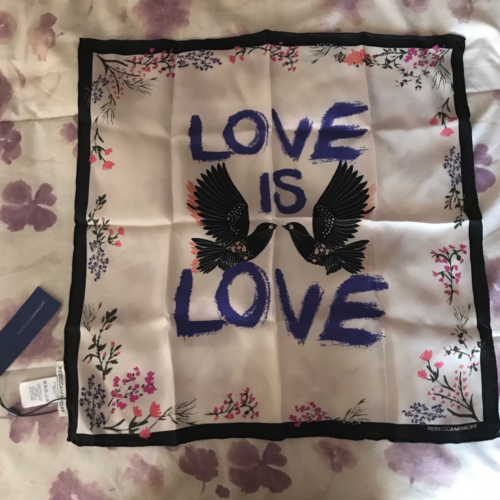 🆕 100% Silk Rebecca Minkoff Love Doves Bandana
